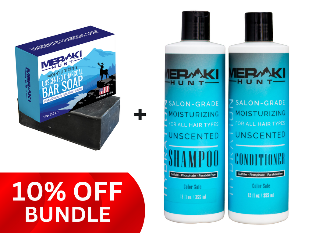 Unscented Shampoo & Conditioner with Unscented Charcoal Bar Soap